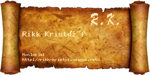 Rikk Kristóf névjegykártya